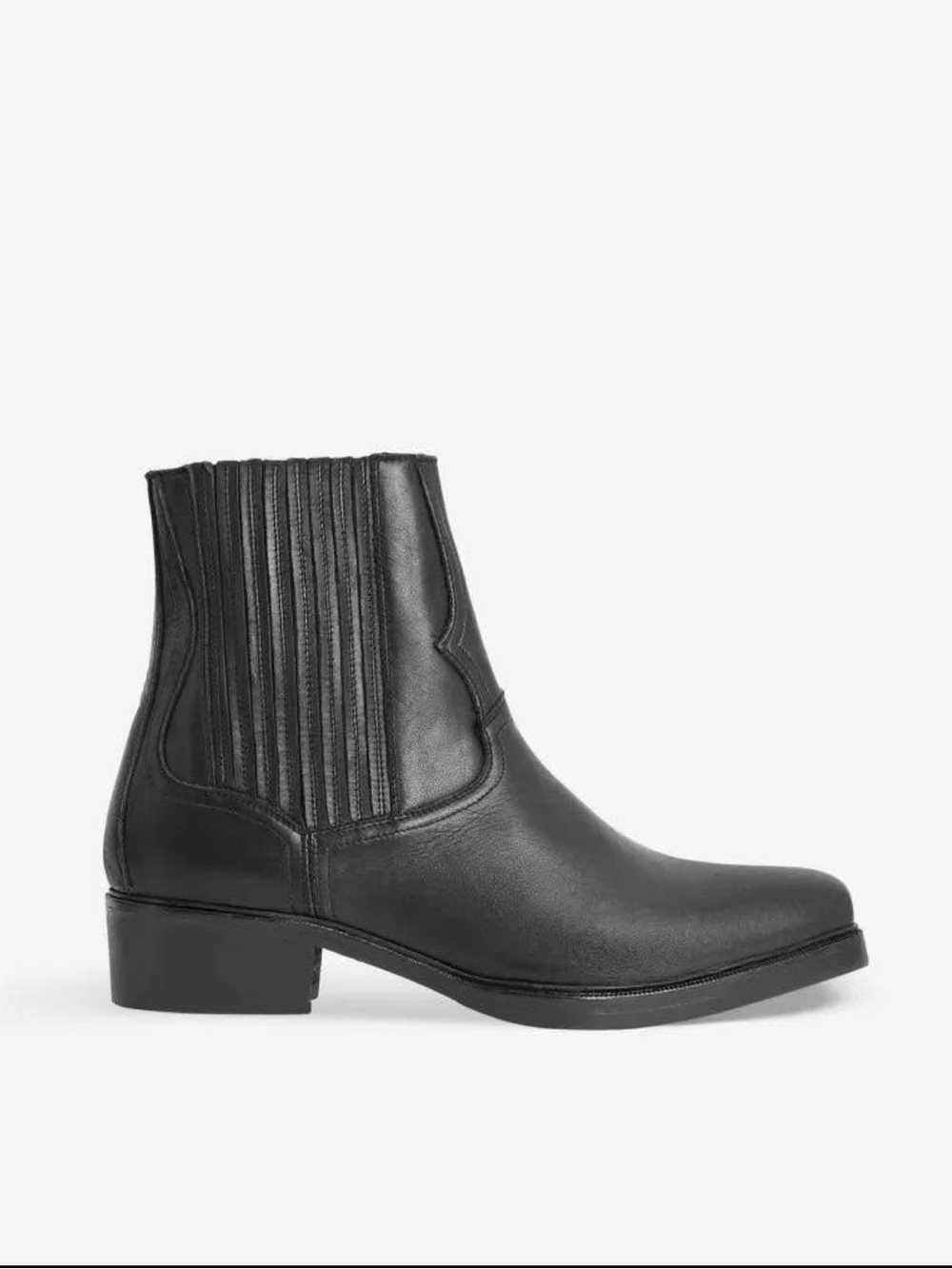 AllSaints Mens Lasgo pointed-toe black leather ankle boots
